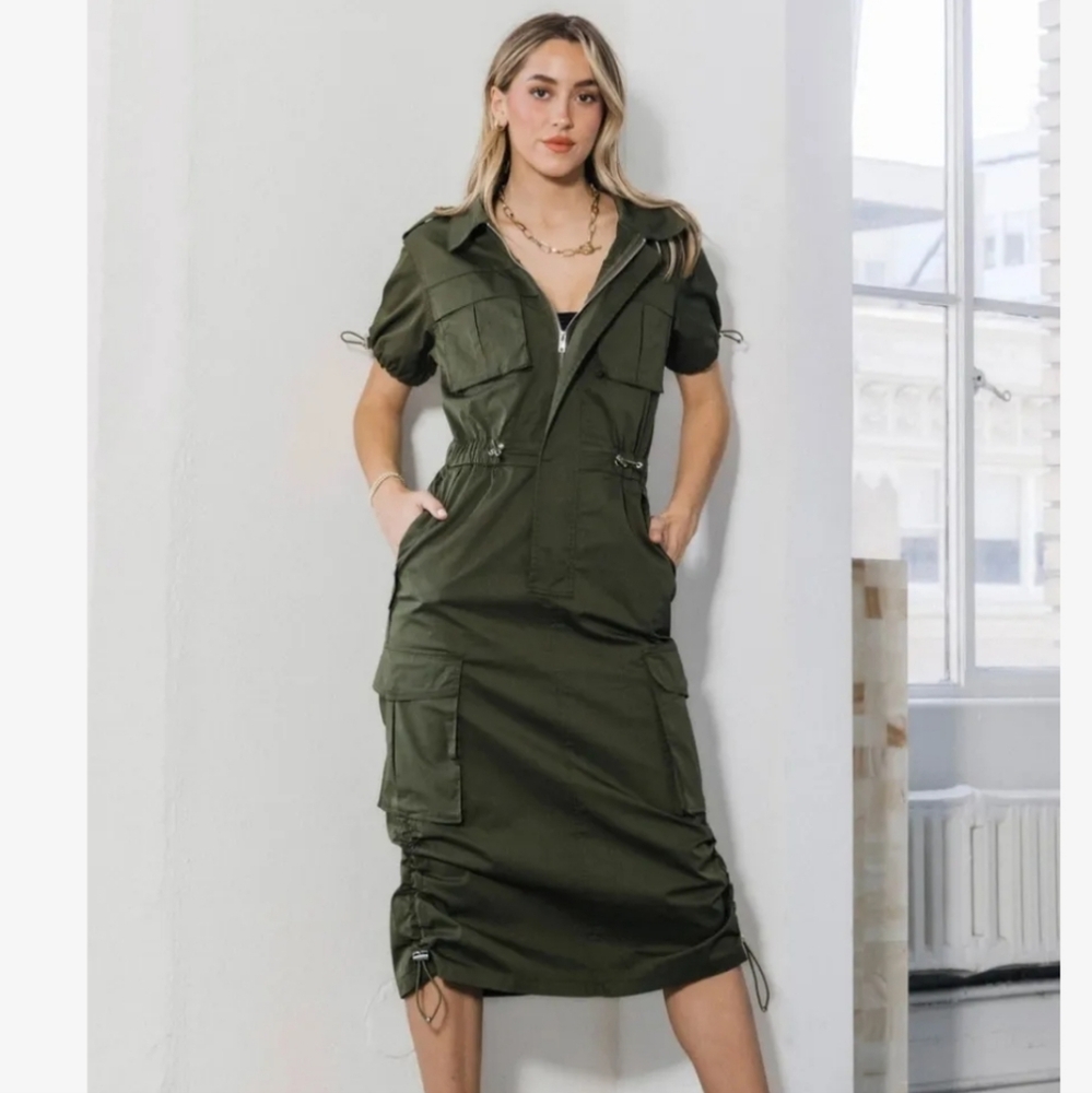 Olive Green Utility Dress